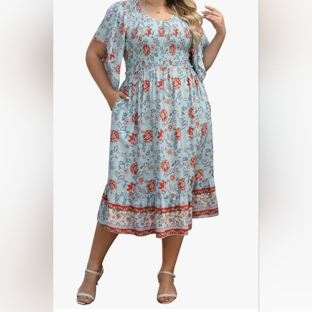 NWT Floral Print Midi Dress Size 24 Plus